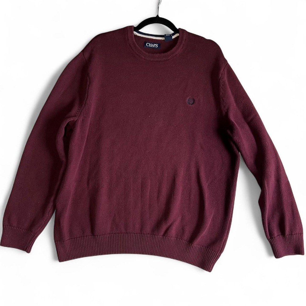 Chaps men's burgundy sweater in XXL preppy natural fibers classic academia